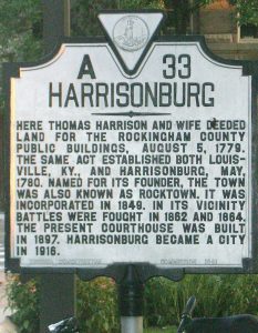 Harrisonburg Historic Marker