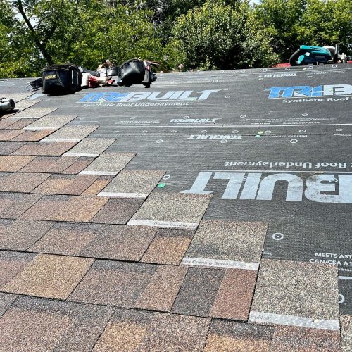 Roof in Progress Showing Underlayment